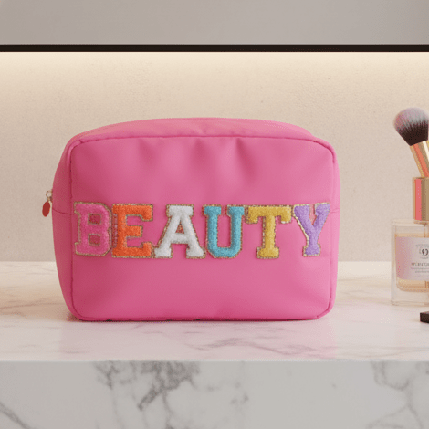 "Beauty" Large Pouch, Candy Pink - The Happy Tribe