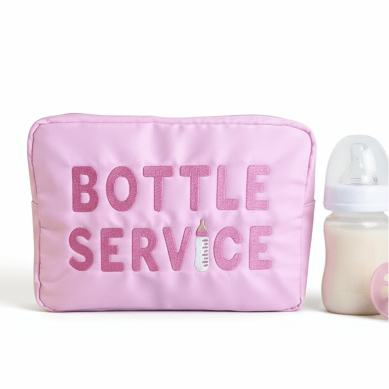 Bottle Service" Large Pouch, Baby Pink - The Happy Tribe
