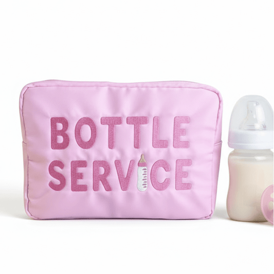 Bottle Service" Large Pouch, Baby Pink - The Happy Tribe
