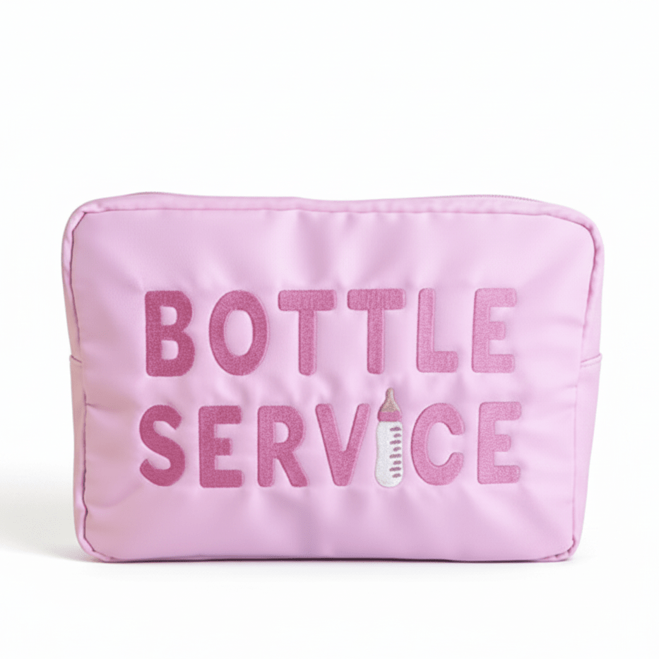 Bottle Service" Large Pouch, Baby Pink - The Happy Tribe