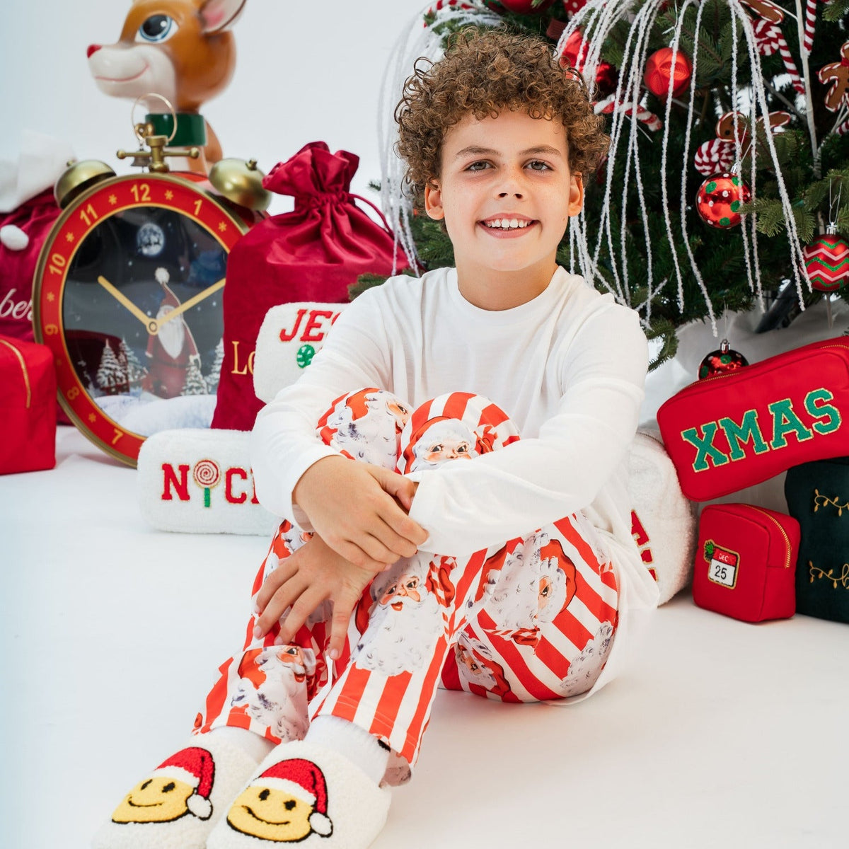 Boys Personalised Santa Stripe Pyjamas - The Happy Tribe