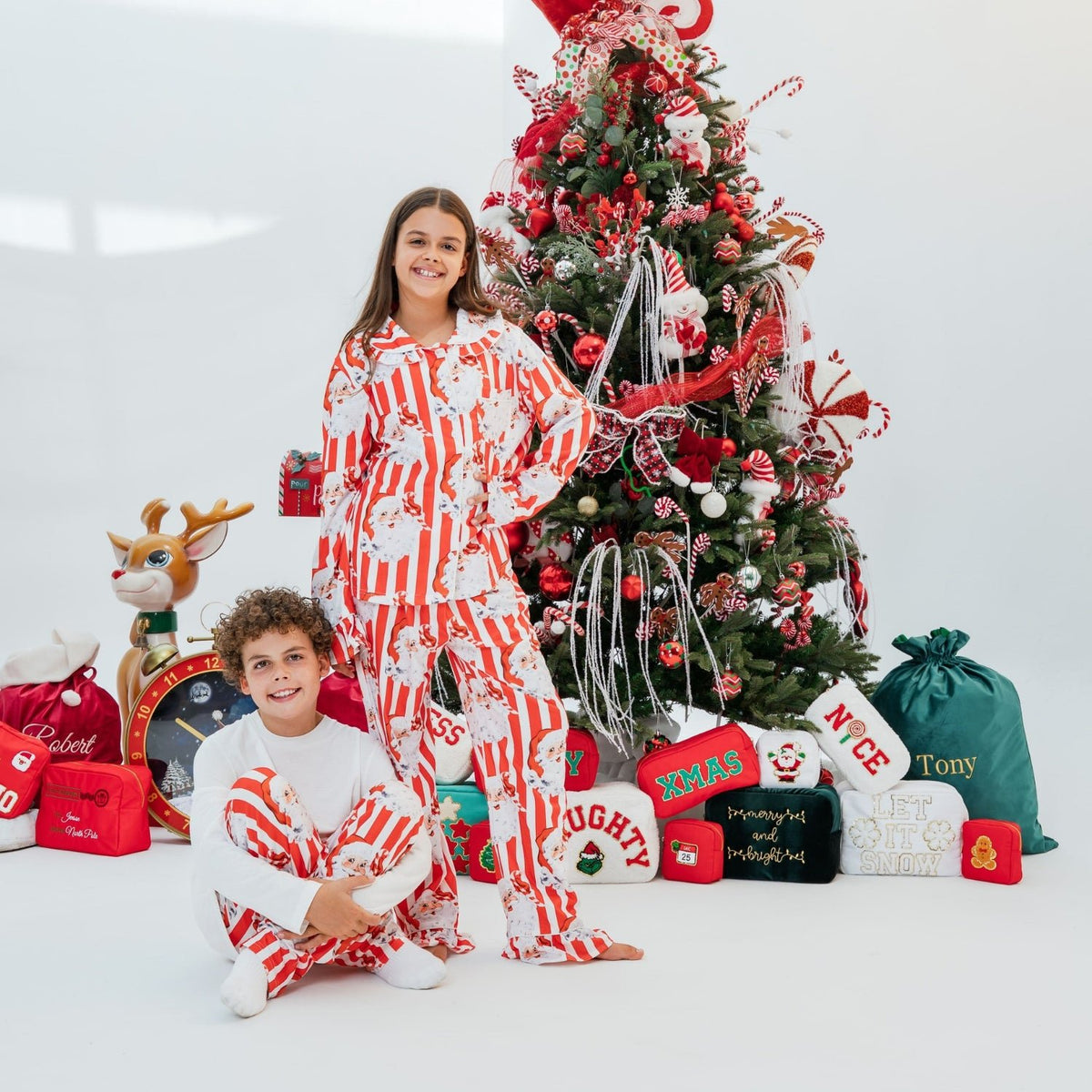 Boys Personalised Santa Stripe Pyjamas - The Happy Tribe