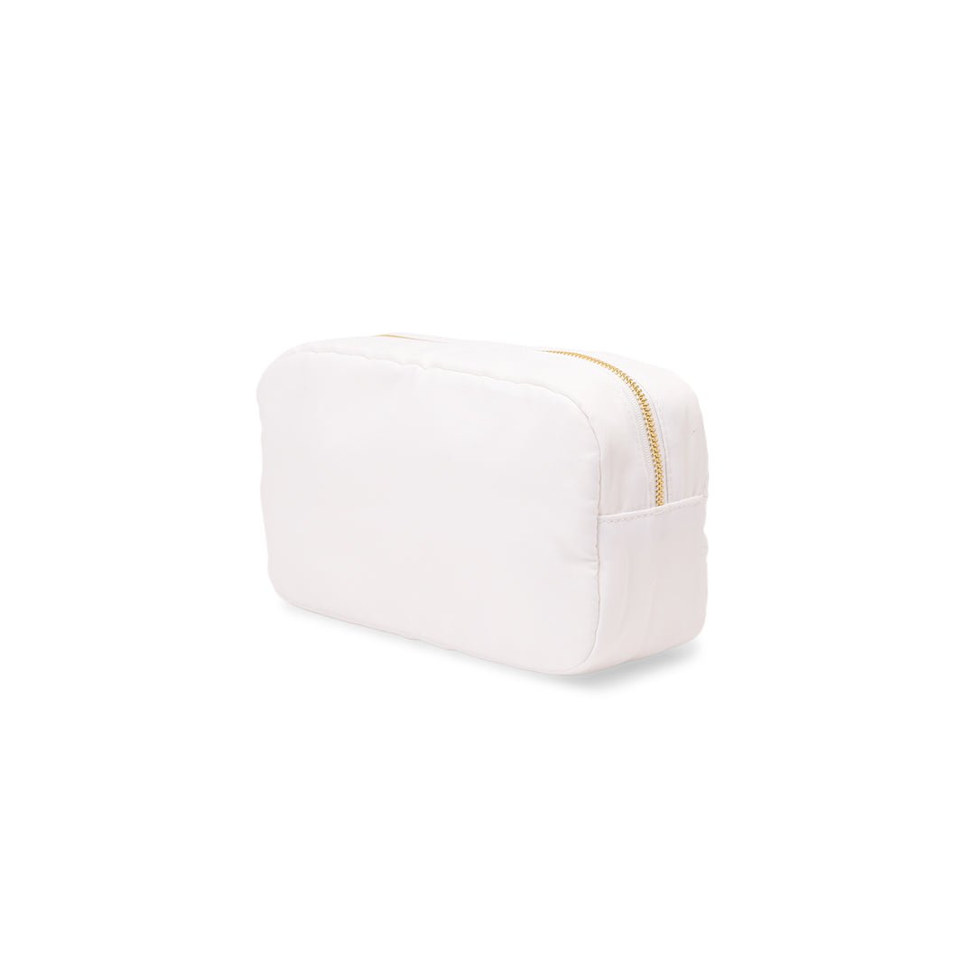 "Bride" Medium Pouch, White with Pearl Lettering - The Happy Tribe