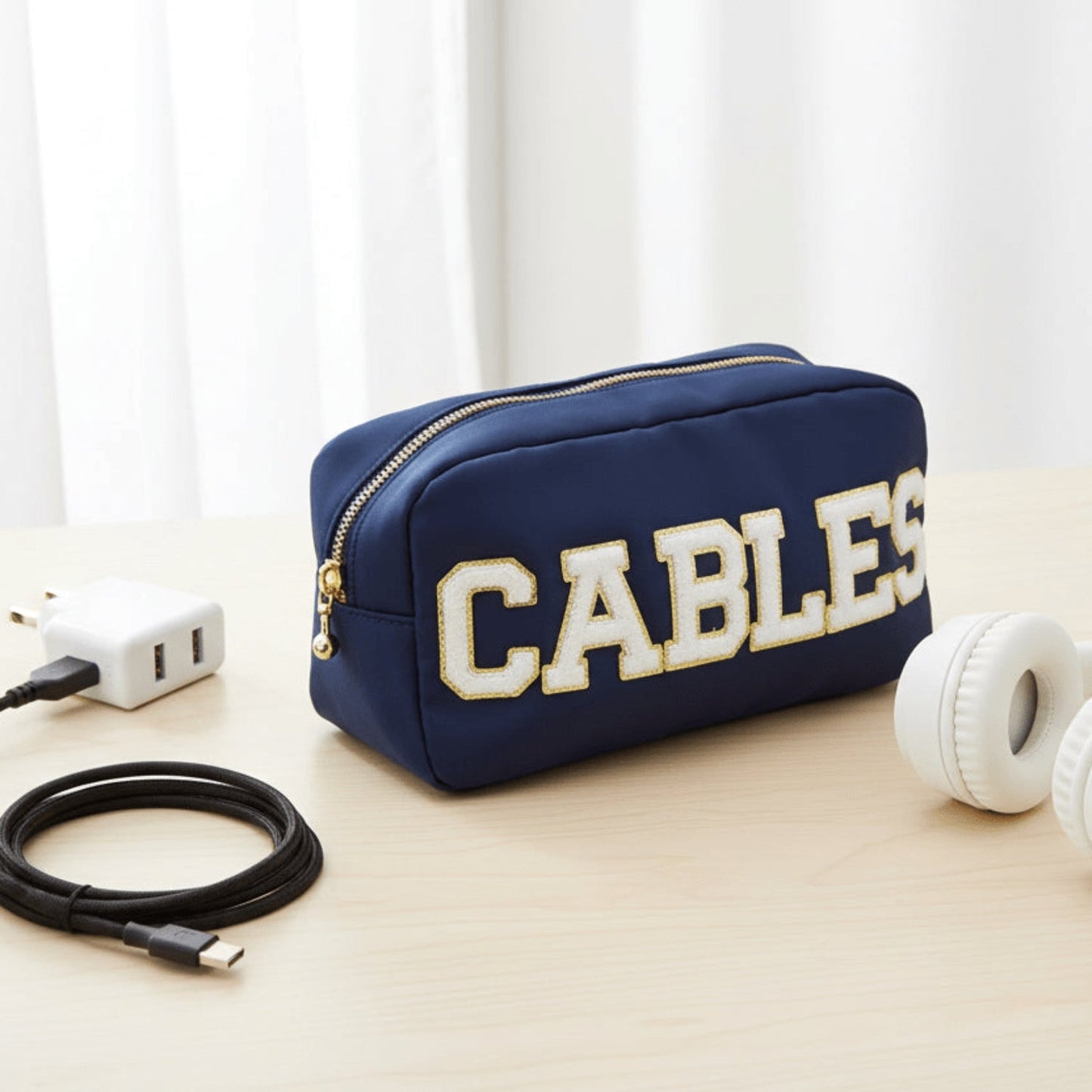 "Cables" Medium Pouch, Navy - The Happy Tribe