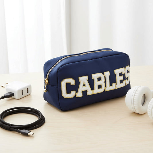 "Cables" Medium Pouch, Navy - The Happy Tribe