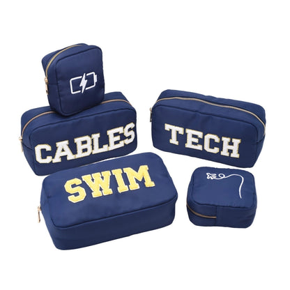 "Cables" Medium Pouch, Navy - The Happy Tribe