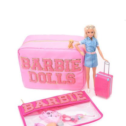 Candy Pink Large Pouch - "Barbie Dolls" - The Happy Tribe