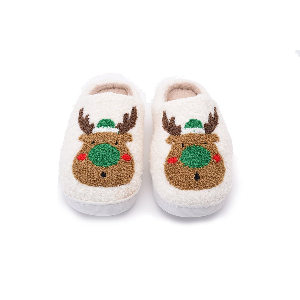 Christmas Slippers - Green Reindeer - The Happy Tribe