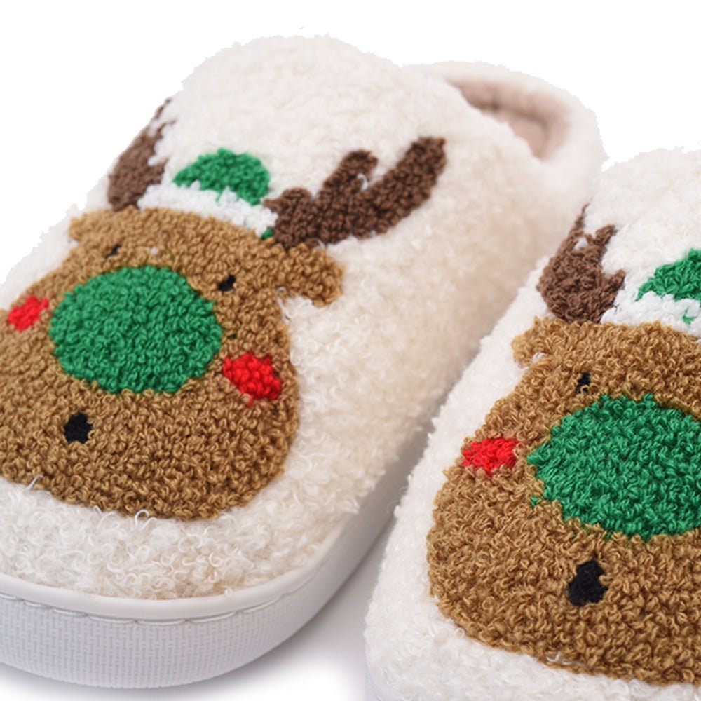 Christmas Slippers - Green Reindeer - The Happy Tribe