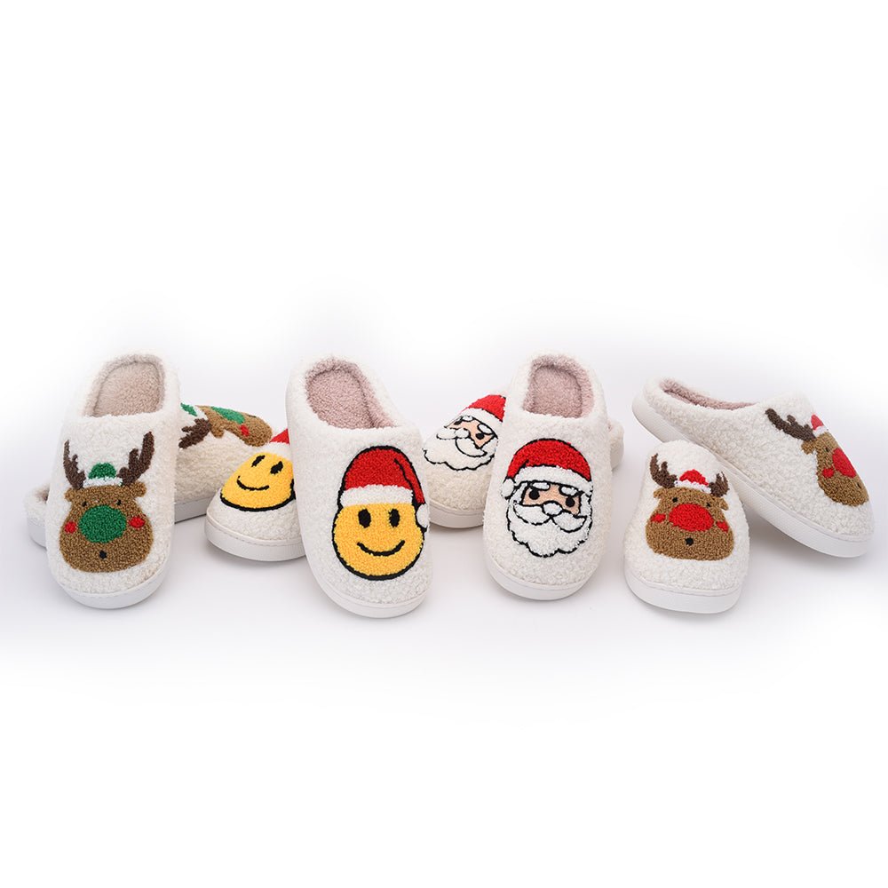 Christmas Slippers - Green Reindeer - The Happy Tribe