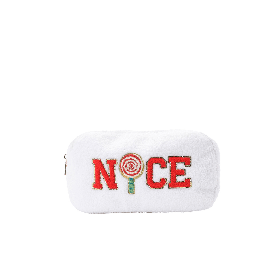 Christmas White Teddy Small Pouch - NICE - The Happy Tribe