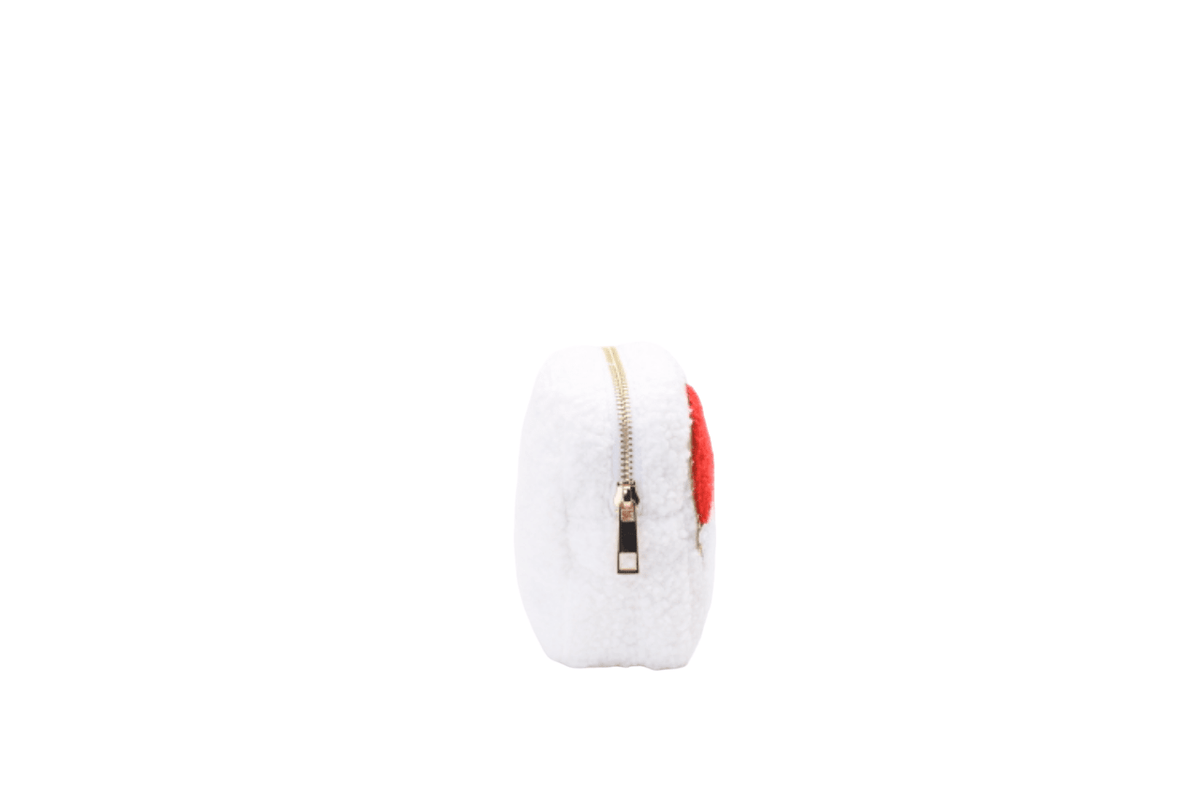 Cream Teddy Extra Small Pouch - "Santa Hat & Initial" - The Happy Tribe