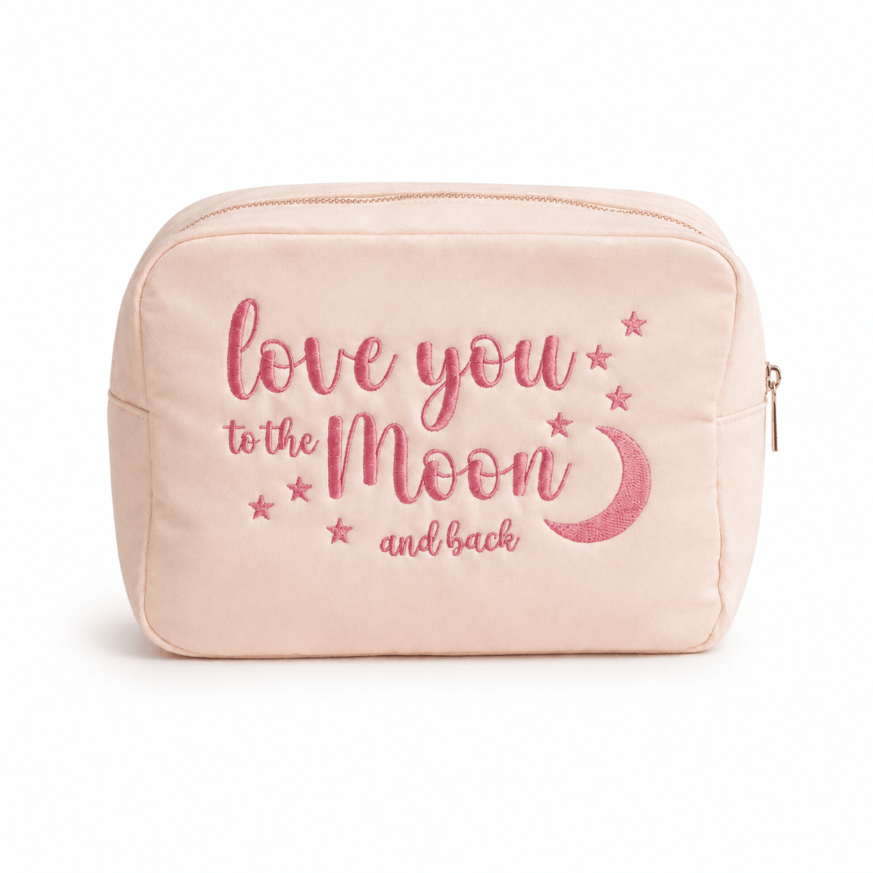 Cream with Baby Pink Trim, Large Pouch "Love You to the Moon and Back" - The Happy Tribe