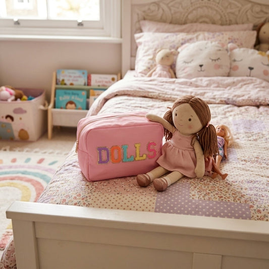 "Dolls" Large Pouch, Baby Pink - The Happy Tribe