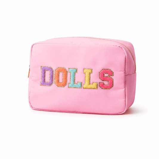 "Dolls" Large Pouch, Baby Pink - The Happy Tribe