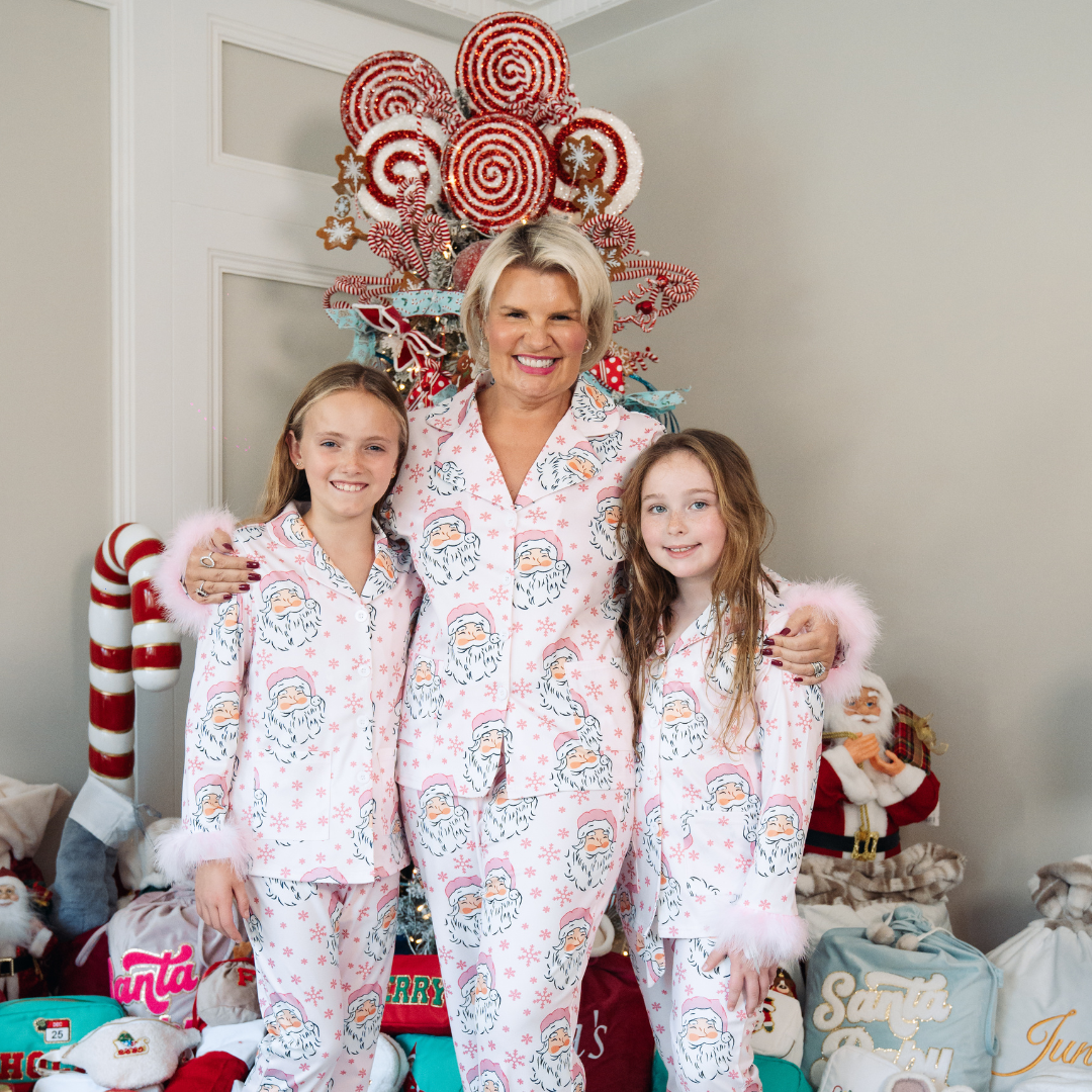 Women’s Pink Santa PJs with Feathers