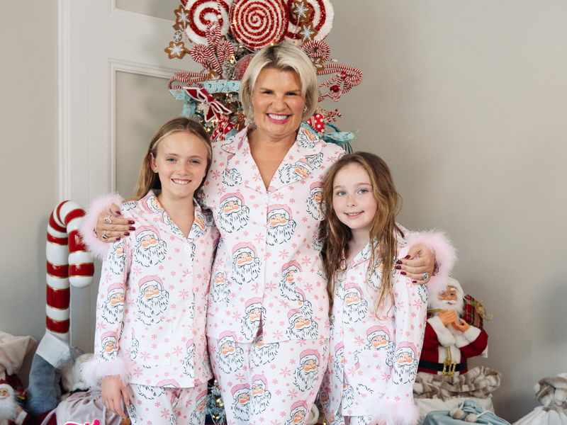 Women’s Pink Santa PJs with Feathers