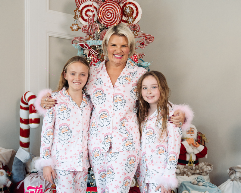 Women’s Pink Santa PJs with Feathers