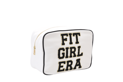 "Fit Girl Era" Large Pouch, Cream with Black Trim - The Happy Tribe