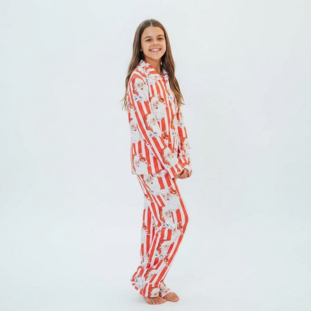 Girls Personalised Santa Stripe Pyjamas - The Happy Tribe