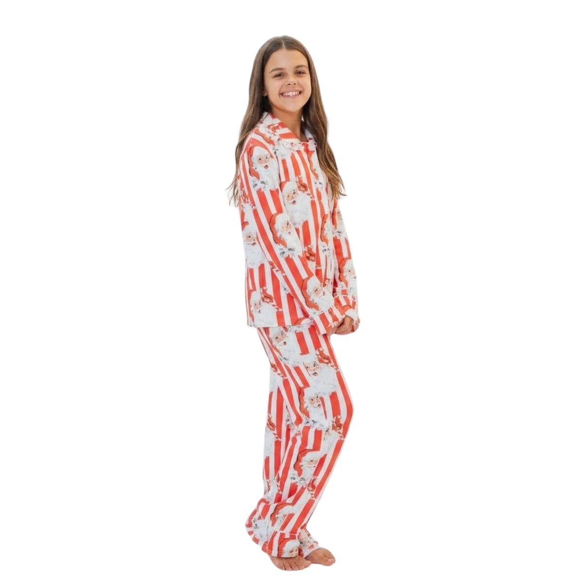 Girls Personalised Santa Stripe Pyjamas - The Happy Tribe