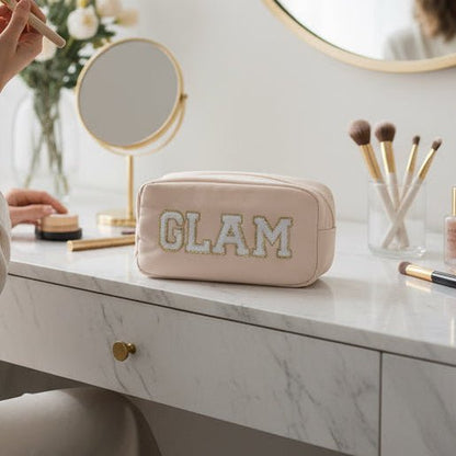 "Glam" Medium Pouch, Cream - The Happy Tribe