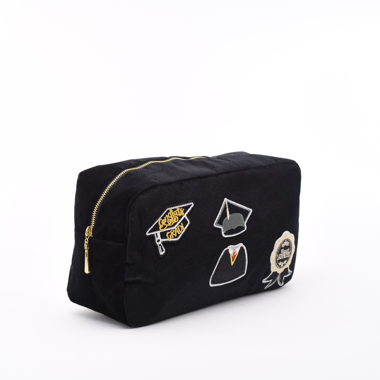 "Graduation" Medium Velvet Pouch, Black - The Happy Tribe