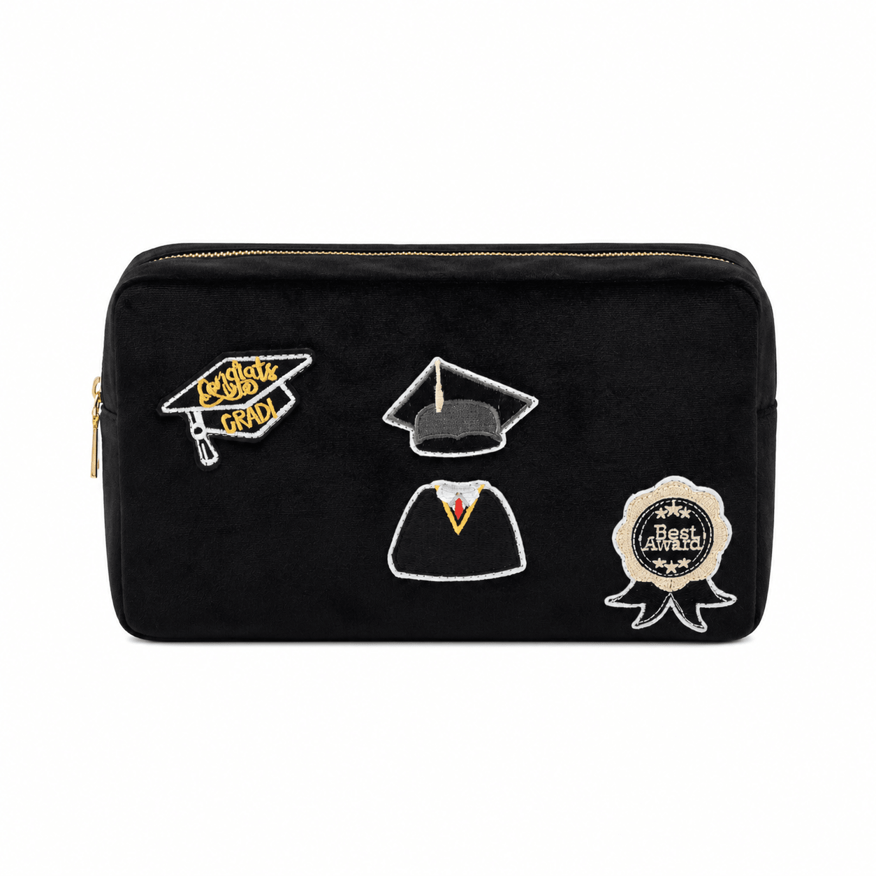 "Graduation" Medium Velvet Pouch, Black - The Happy Tribe