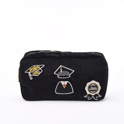 "Graduation" Medium Velvet Pouch, Black - The Happy Tribe