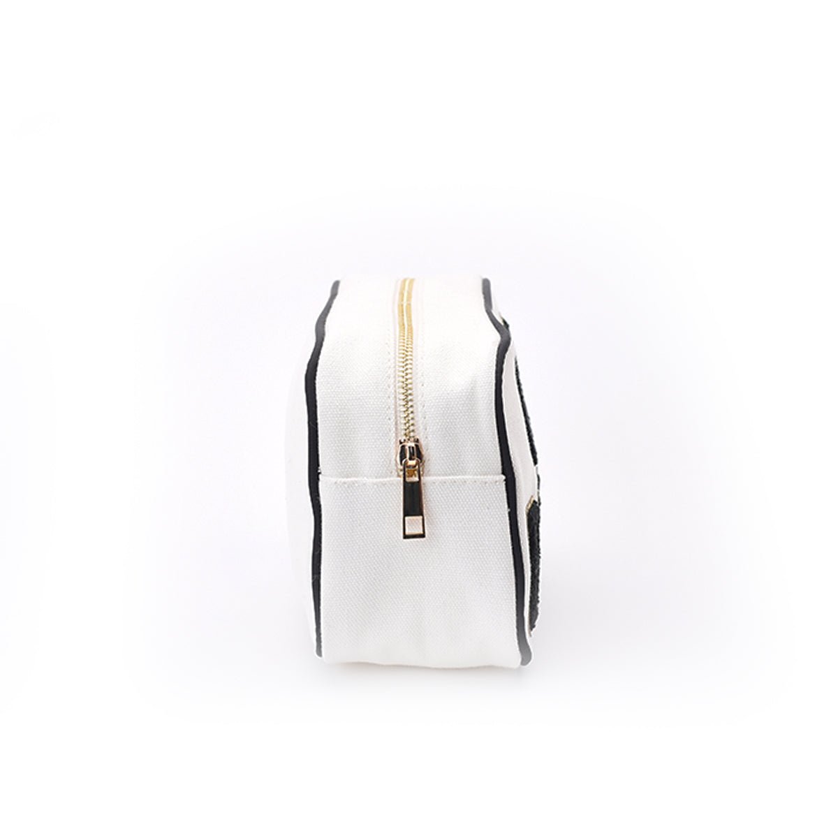 "Gym Bunny" Medium Pouch, Cream with Black Trim - The Happy Tribe