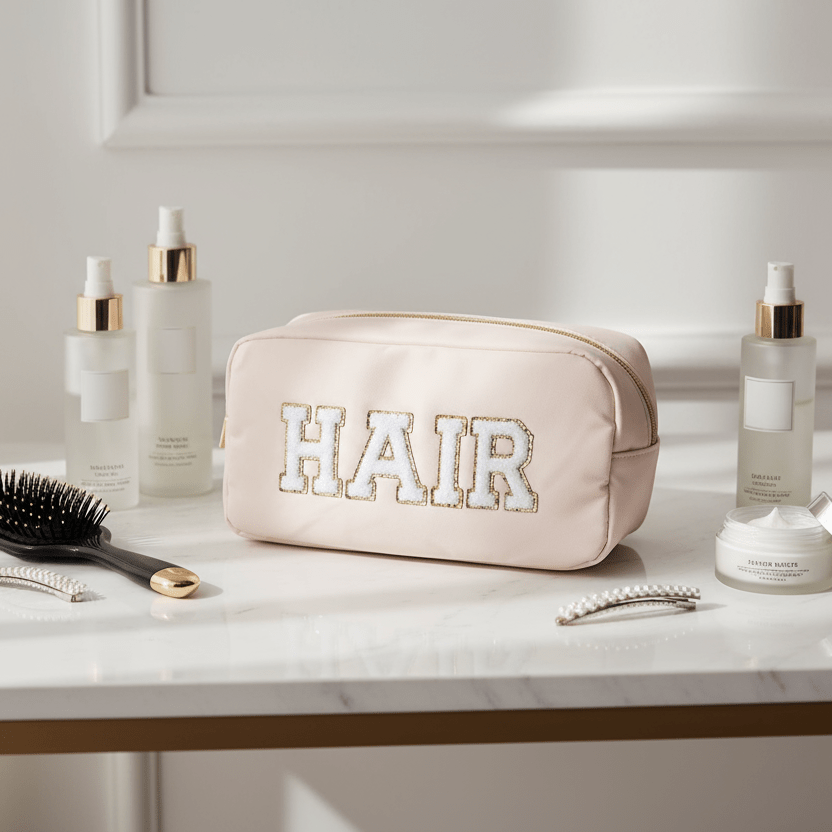 "Hair" Medium Pouch, Cream - The Happy Tribe
