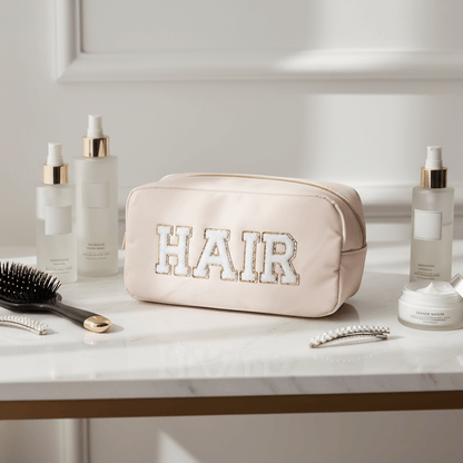 "Hair" Medium Pouch, Cream - The Happy Tribe