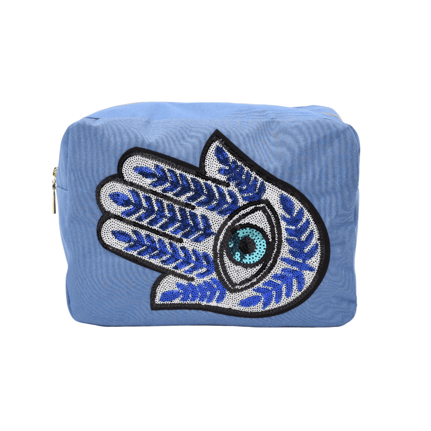 "Hamsa" Large Pouch, Blue - The Happy Tribe