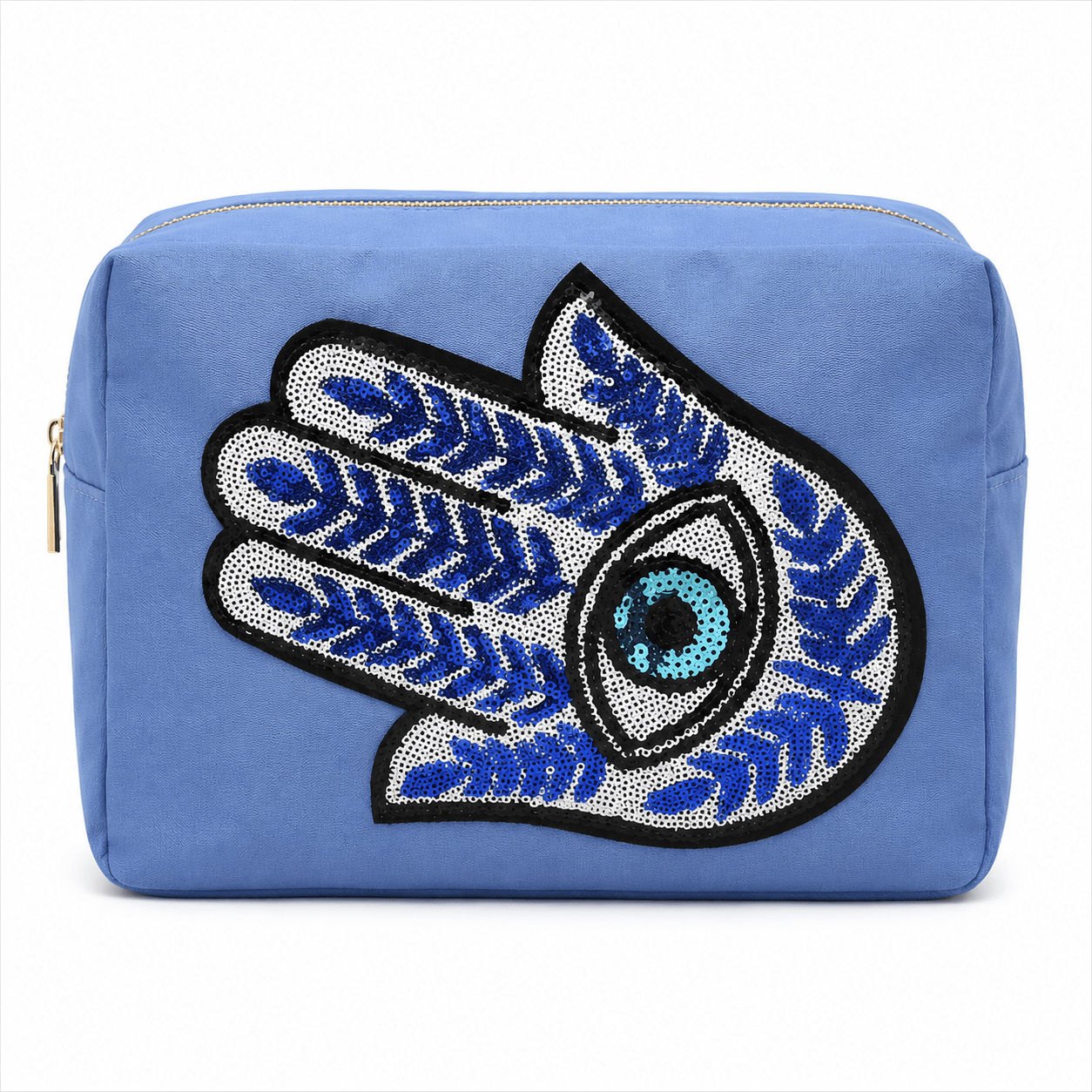 "Hamsa" Large Pouch, Blue - The Happy Tribe