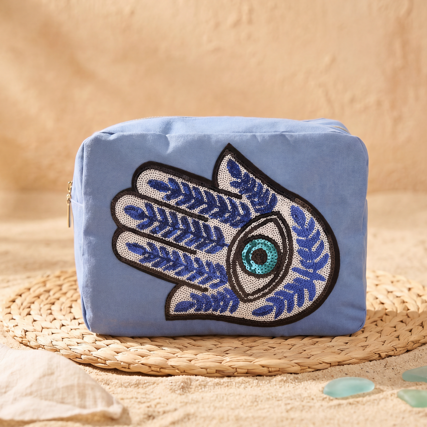 "Hamsa" Large Pouch, Blue