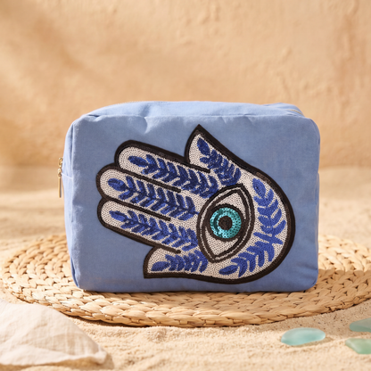 "Hamsa" Large Pouch, Blue