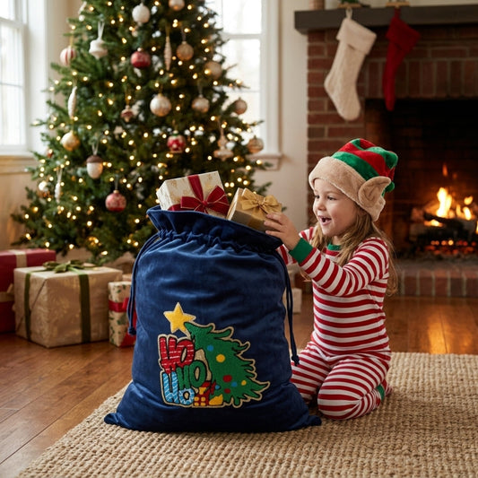 “Ho Ho Ho” Velvet Christmas Sack - The Happy Tribe