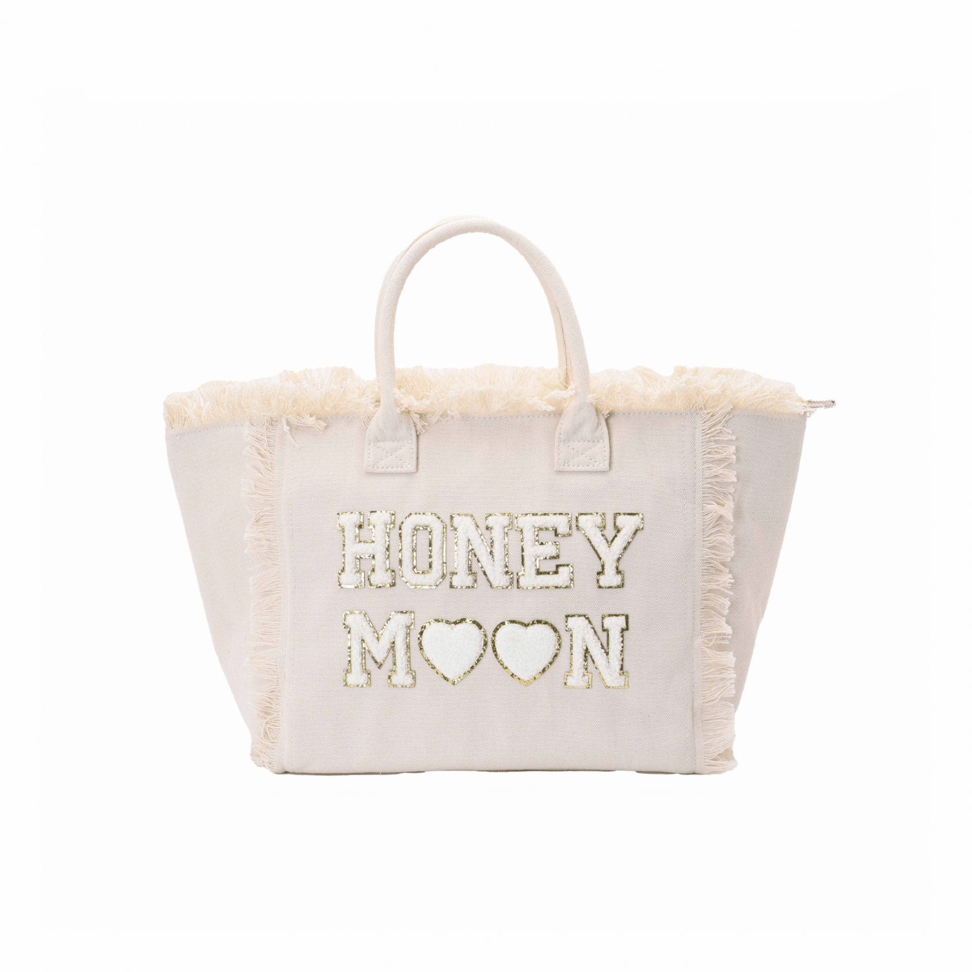 "Honeymoon" St Barths Tote Bag, Cream, Bride Tote - The Happy Tribe