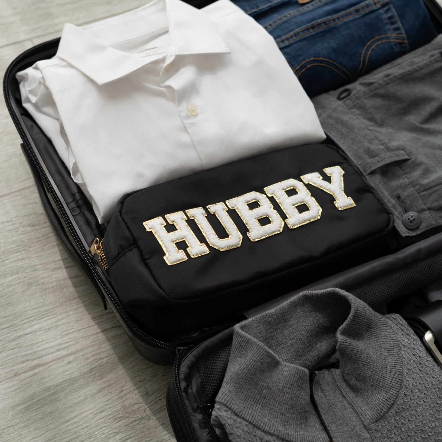 "Hubby" Medium Pouch, Black - The Happy Tribe