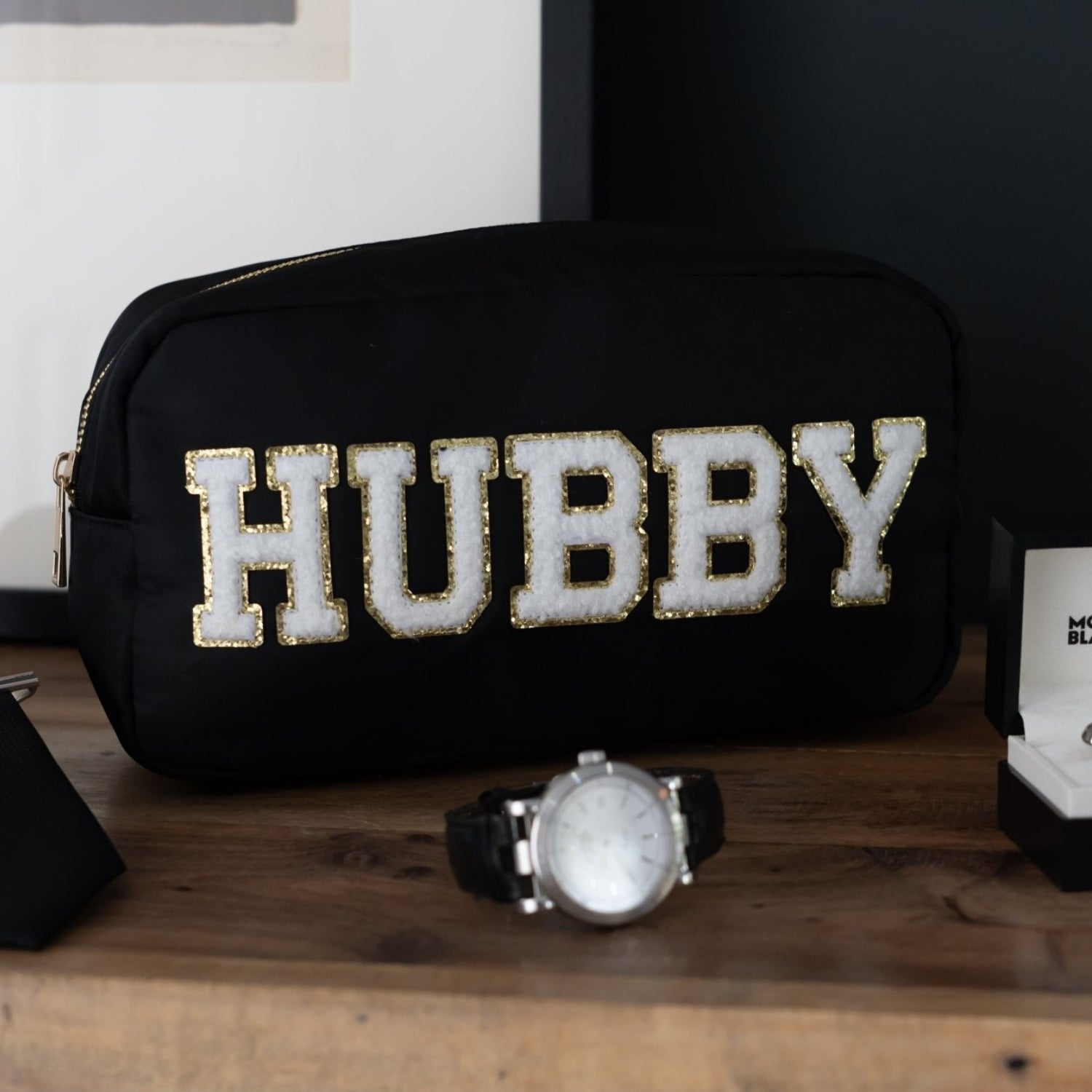 "Hubby" Medium Pouch, Black - The Happy Tribe