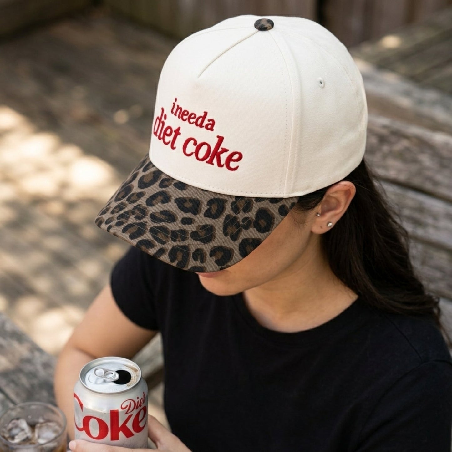“I Need a Diet Coke”, Animal Print Trucker Cap - The Happy Tribe
