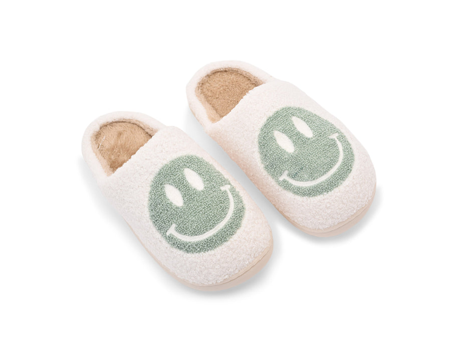 Smiley Slipper - White & Green