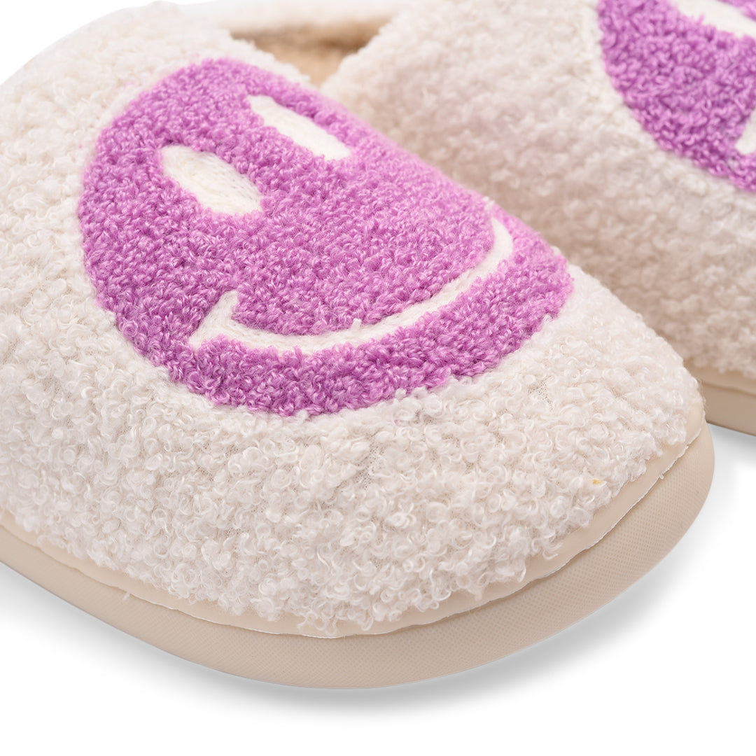 Smiley Slipper - White & Lilac - The Happy Tribe