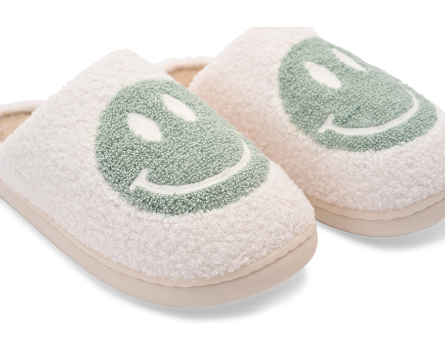 Smiley Slipper - White & Green