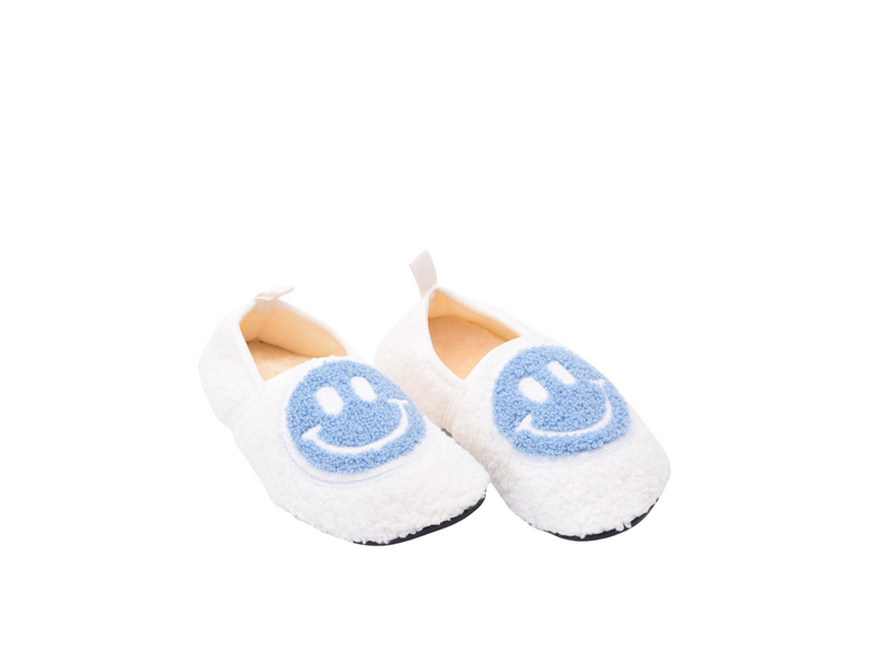 Kids Smiley Slipper - White & Blue