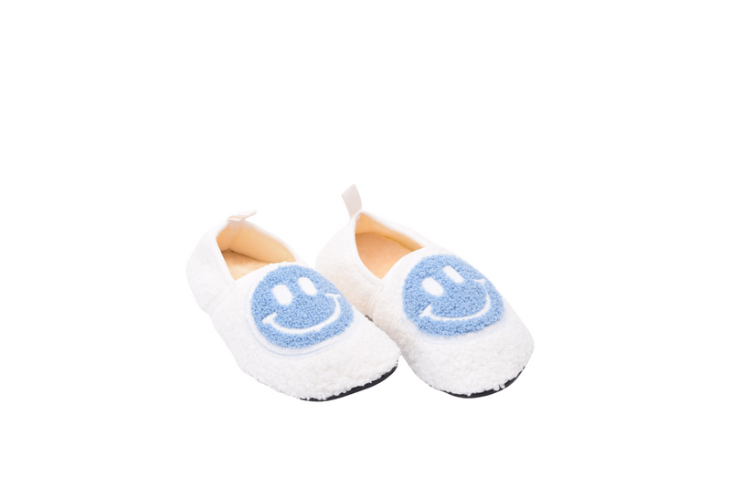 Kids Smiley Slipper - White & Blue