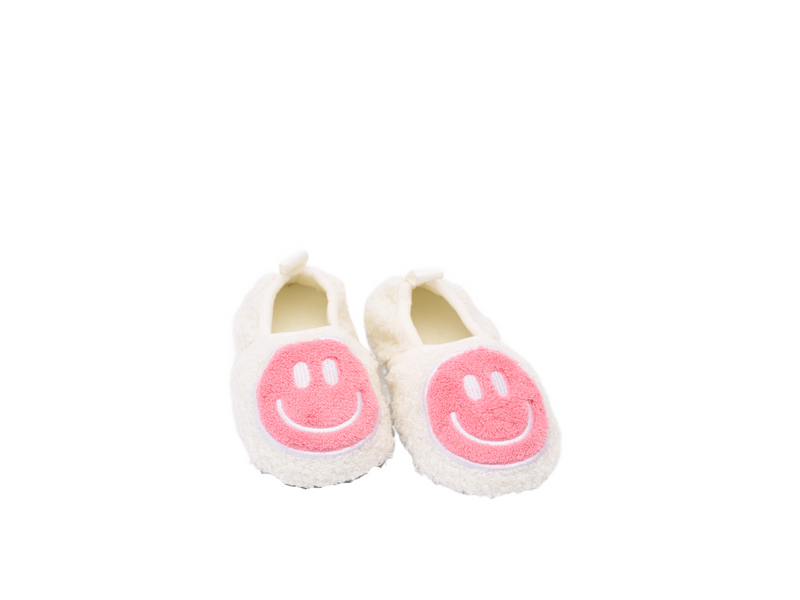 Kids Smiley Slipper - White & Pink