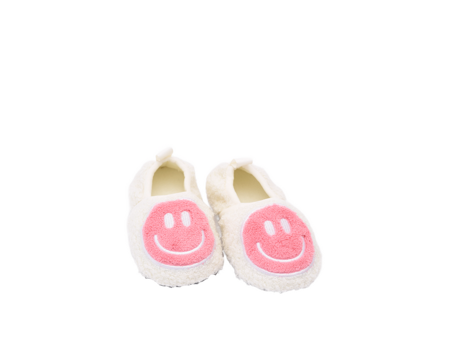 Kids Smiley Slipper - White & Pink