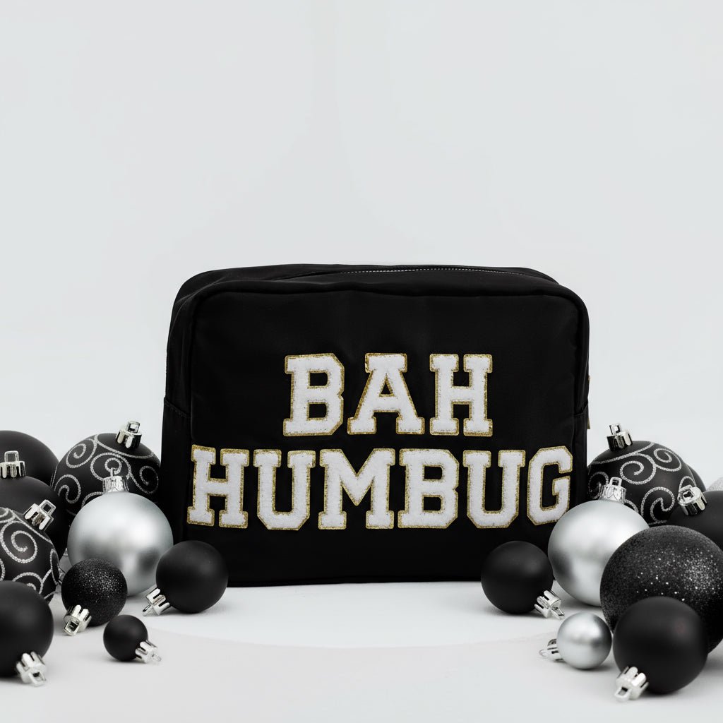 Large Black Christmas Pouch – “Bah Humbug” (Limited Edition) - The Happy Tribe