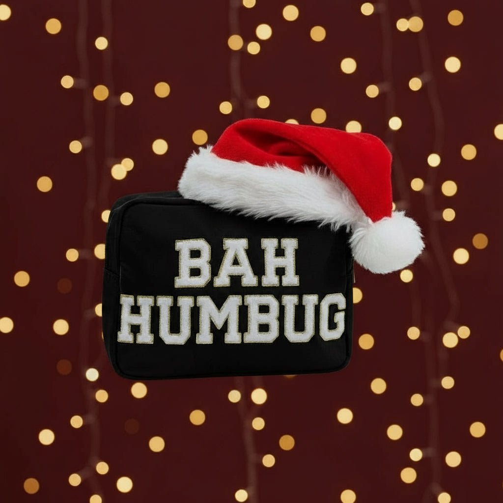 Large Black Christmas Pouch – “Bah Humbug” (Limited Edition) - The Happy Tribe
